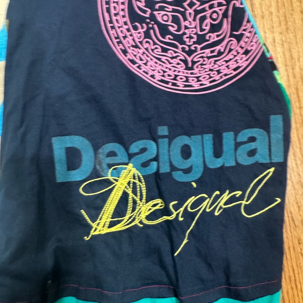 Desigual Vibrant Green, Turquoise & Pink A-Line Skirt Medium - Picture 3 of 3